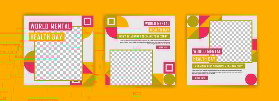 Social media post template for World Mental Health Day. Campaigning for the importance of maintaining mental health. vector