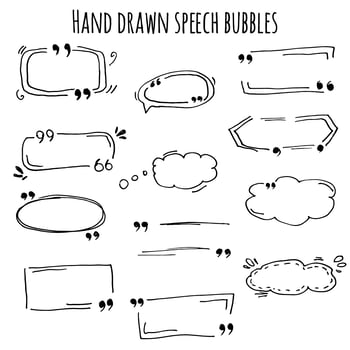 Vector hand drawn speech bubbles with quotes
