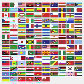 Set of rectangle country flags in the world vector