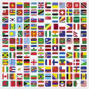 Set of Square country flags in the world vector