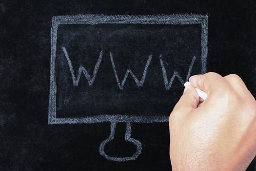 Hand writing www words on the chalkboard photo