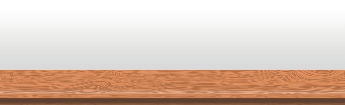 Large table top, wooden texture from boards, white background - Vector