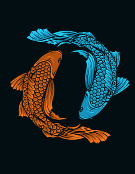 illustration vintage japanese koi fish vector