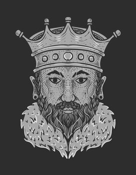 illustration king head engraving style vector