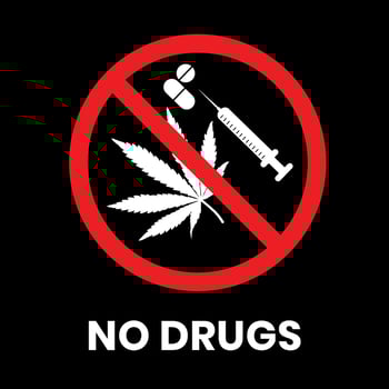 No Drugs Safety Sign Sticker with inscription on isolated background vector