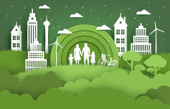 Eco Green Paper Cut Background vector