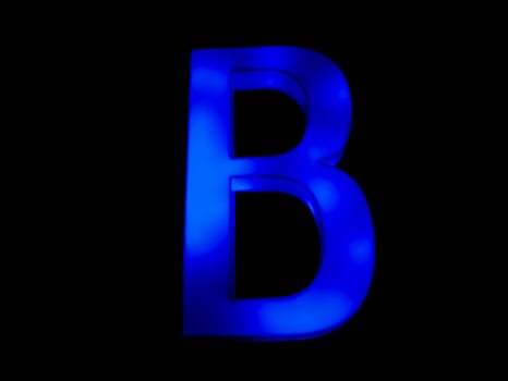 Blue neon letter B photo