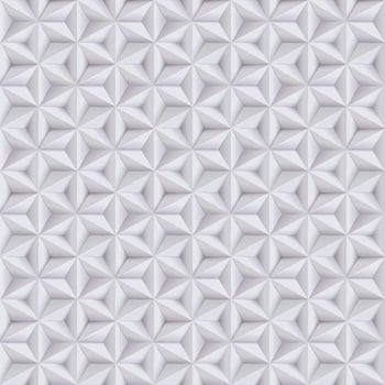 Abstract white, grey background, 3d paper seamless pattern with stars, geometric texture vector