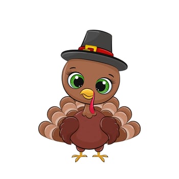 Cute turkey. Vector Illustration.