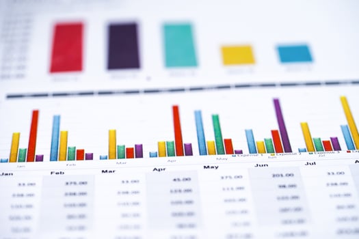hart or graph paper. Financial, account, statistics and business data concept. photo