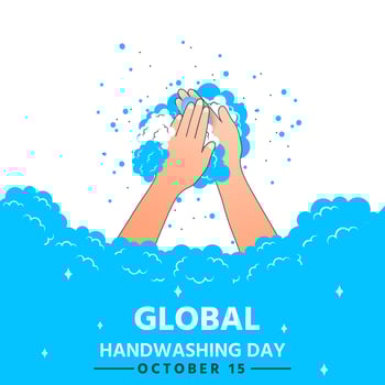 World hand washing day clean hands full of soap bubbles vector