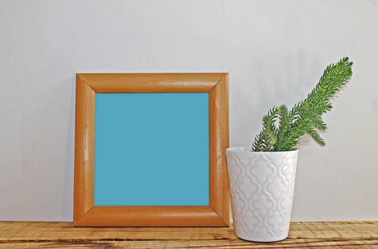 Wooden Frame Mockups with wooden background photo
