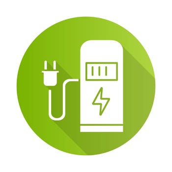 Car charging station green flat design long shadow glyph icon vector