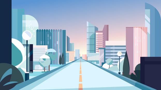 City road in winter season. vector