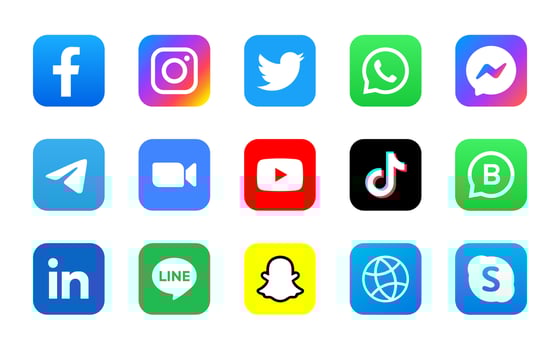 Set of square social media logo in color bacground vector