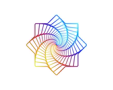 Hexagon spiral, line drawing, logo design, vector illustration. Spiral geometrical form isolated on white.