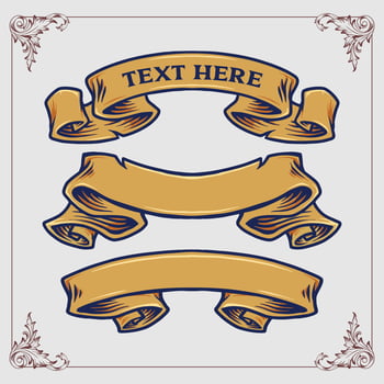 Ribbon Set Vintage Tattoo Illustrations vector