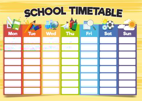 School timetable template vector