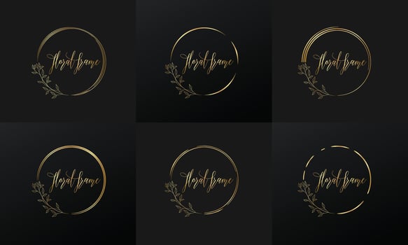 hand drawn golden botanical wreaths and floral round frame for botanical logo vector