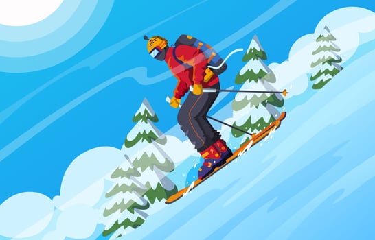 Skiing on Mountain during Winter vector