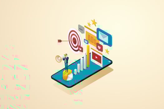 Businessman digital marketing communications. vector