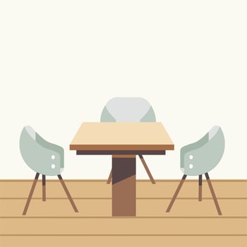 Modern table chair furniture set from the cafe interior scene vector