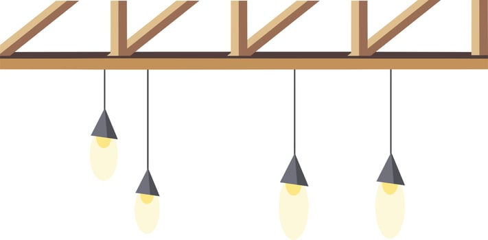 Illustration of contemporary ceiling lights. Hanging lights from cafe and bar counter vector