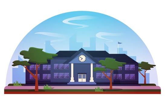Elementary High School Building Study Education Vector Illustration