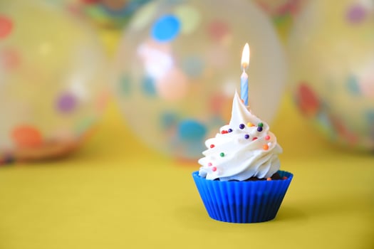 Bright Happy Birthday Cupcakes With Candles photo