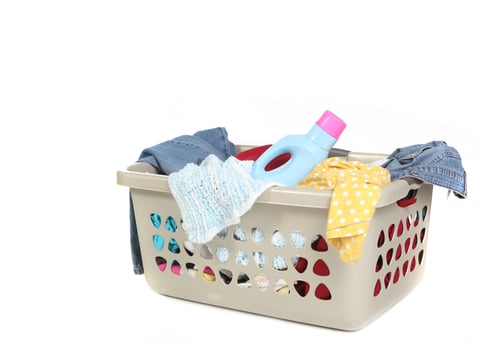 Basket Full of Dirty Laundry With Detergent photo