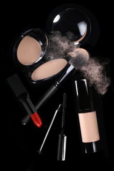 Pressed Powder With Lipstick and Mascara photo