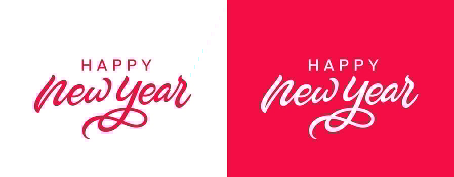 Happy New Year handwritten holiday text. Hand lettering. Vector illustration.