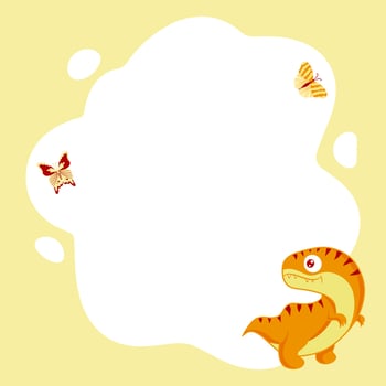 Dinosaurs. Vector frame in the form of spot, cartoon style. Template.