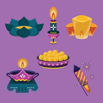 Diwali Icon Set vector