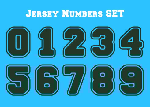 College number set, Jersey sport numbers bundle. Vector illustration.
