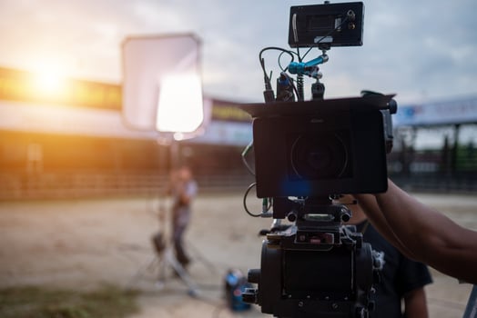 Production film set camera and lighting on set photo