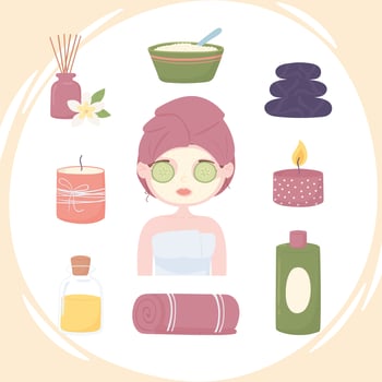 set of spa woman with a mask vector