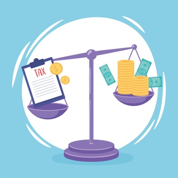 money balancing with tax on scales vector