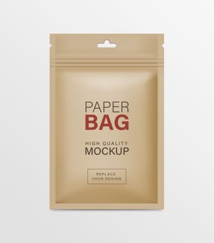 Paper pouch zipper bag packaging mockups vector