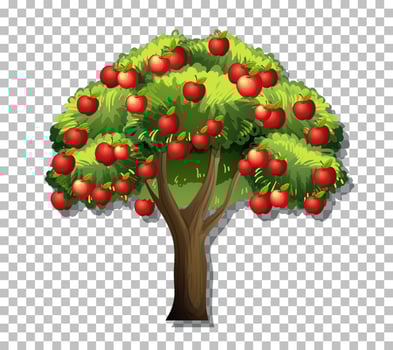 Apple tree on grid background vector