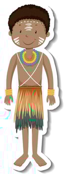 African tribal man cartoon character sticker vector
