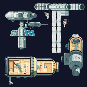 Orbital International Space Station Colored Composition vector