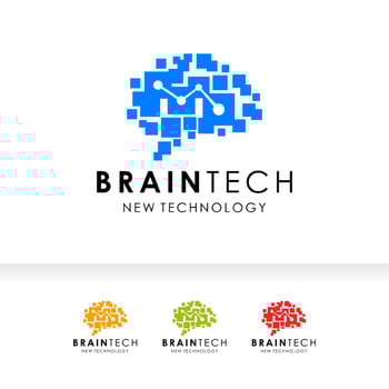 Brain tech digital logo design template. Brain sign symbol illustration vector