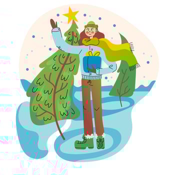 Girl with gift vector