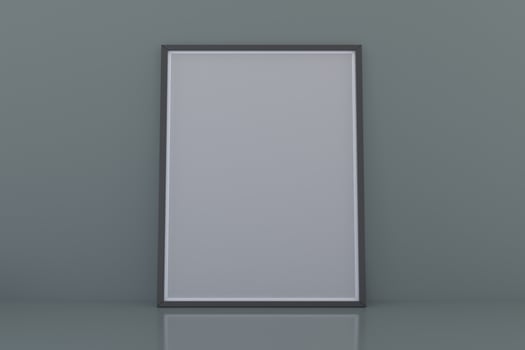 Black empty frame mockup on floor photo