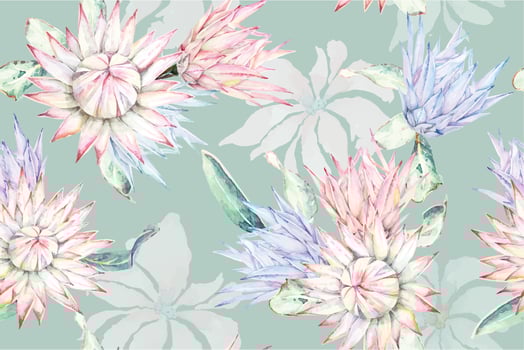 Seamless pattern of Blooming flowers with watercolor 23 vector