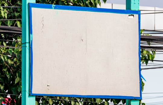Turquoise blue blank sign in Kathmandu, Nepal photo