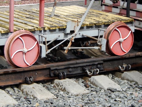 Railway transport details of locomotive, wagon photo