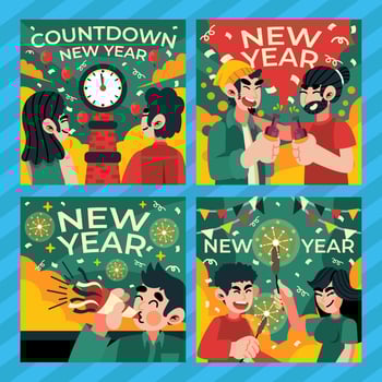 Celebration New Year Media Social Post vector