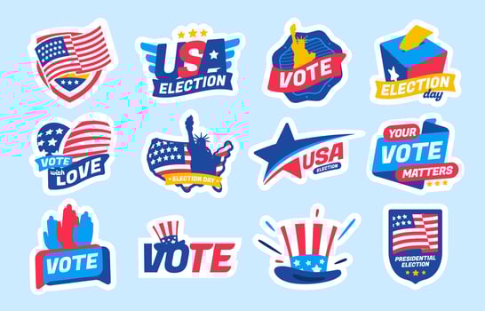 Sticker of America General Election Set vector